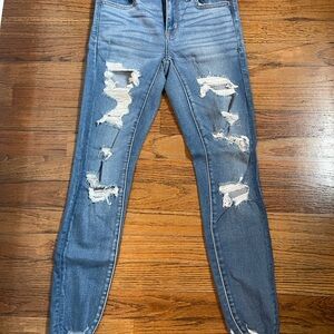 American Eagle Outfitters Ripped Blue Jegging Jeans Size 2 Short